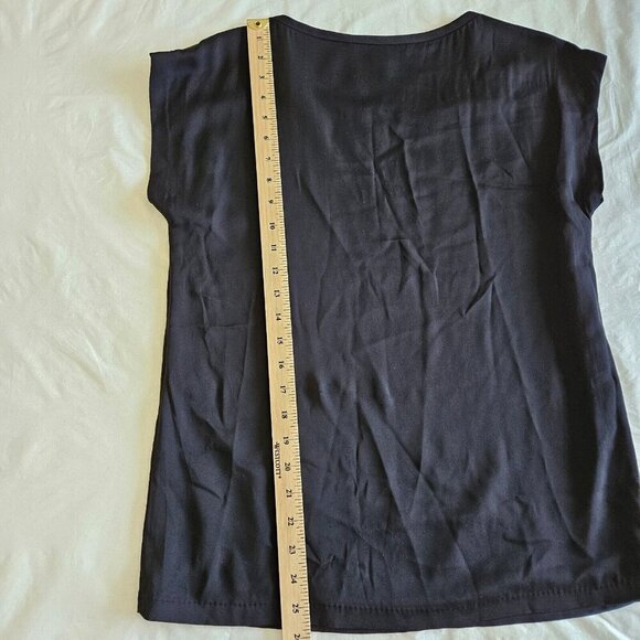 Diane Von Furstenberg Top Womens US 6 Black Gold Lace Silk SS Whimsigoth Boho - Picture 5 of 12